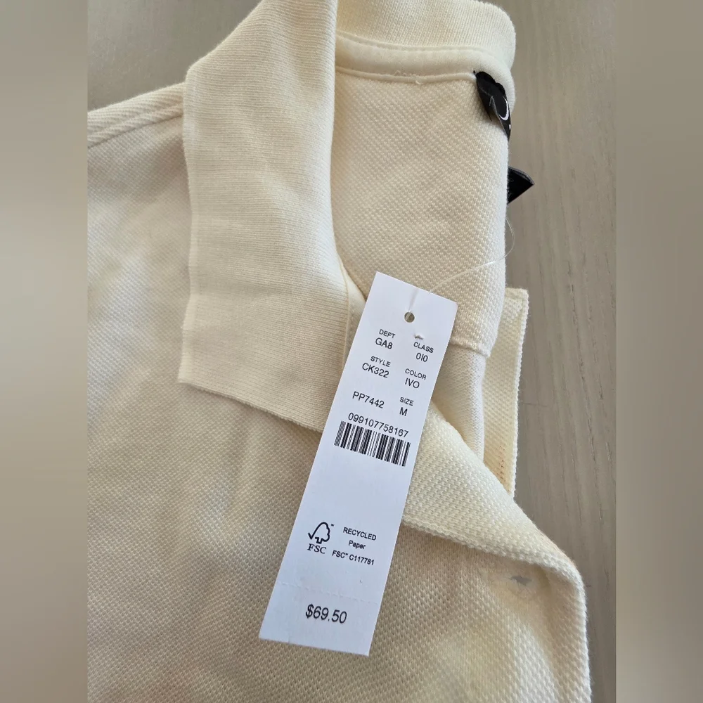 NWT J.Crew Women's Piqué cropped polo shirt Sz M $89 Old Money - Picture 4 of 5